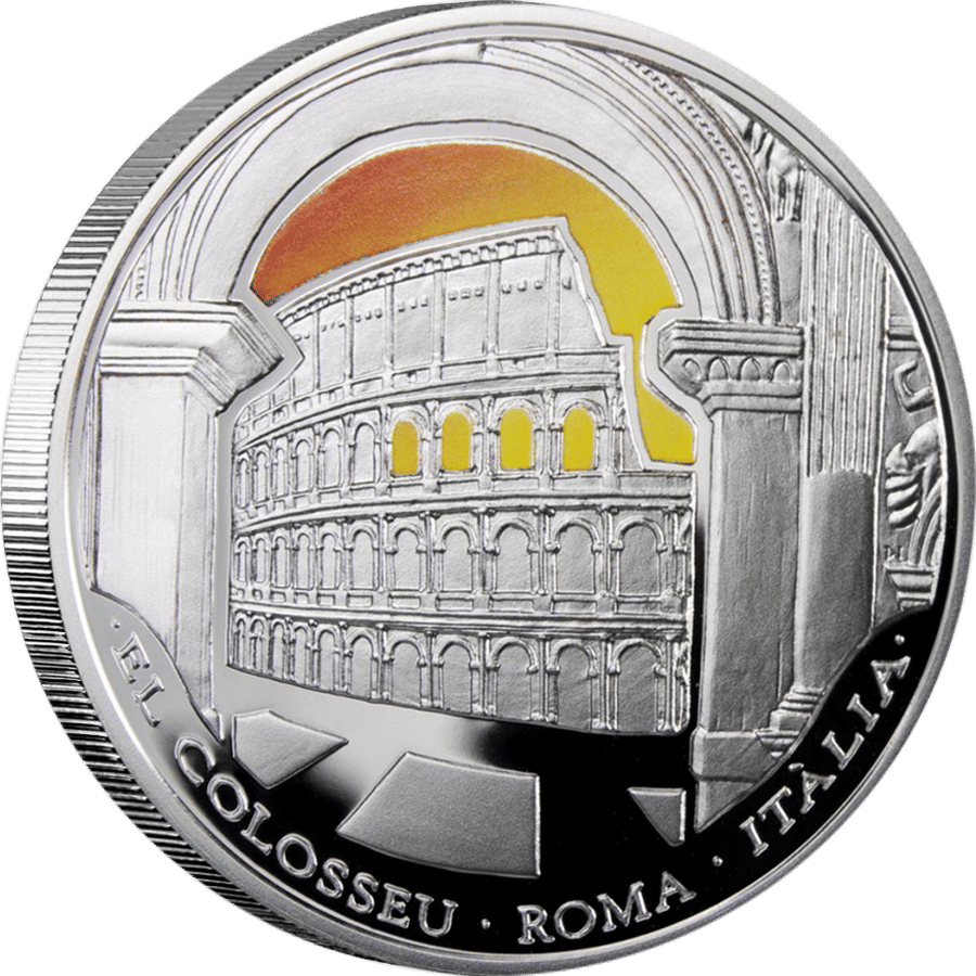     			10 Diners - Wonders of Colosseum, Les Meravelles Del Mon (Andorra) Non-Circulated Extremely Rare Silverplated Coin