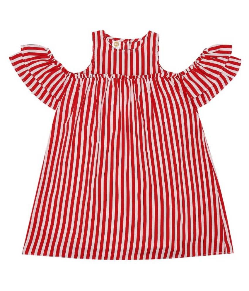 K&U Crepe A-line For Girls ( Pack of 1 , Red )