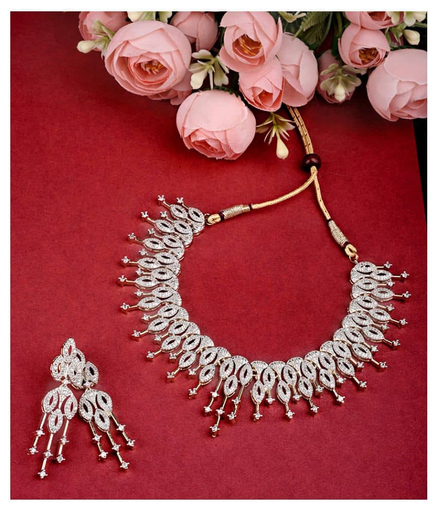 Navya Collections Alloy Golden Contemporary/Fashion Necklaces Set Choker