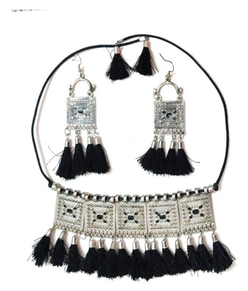 PUJVI Alloy Black Contemporary/Fashion Necklaces Set Choker