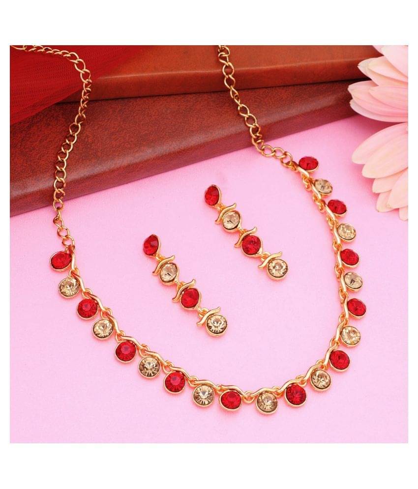     			Sukkhi Alloy Red Traditional Necklaces Set Collar