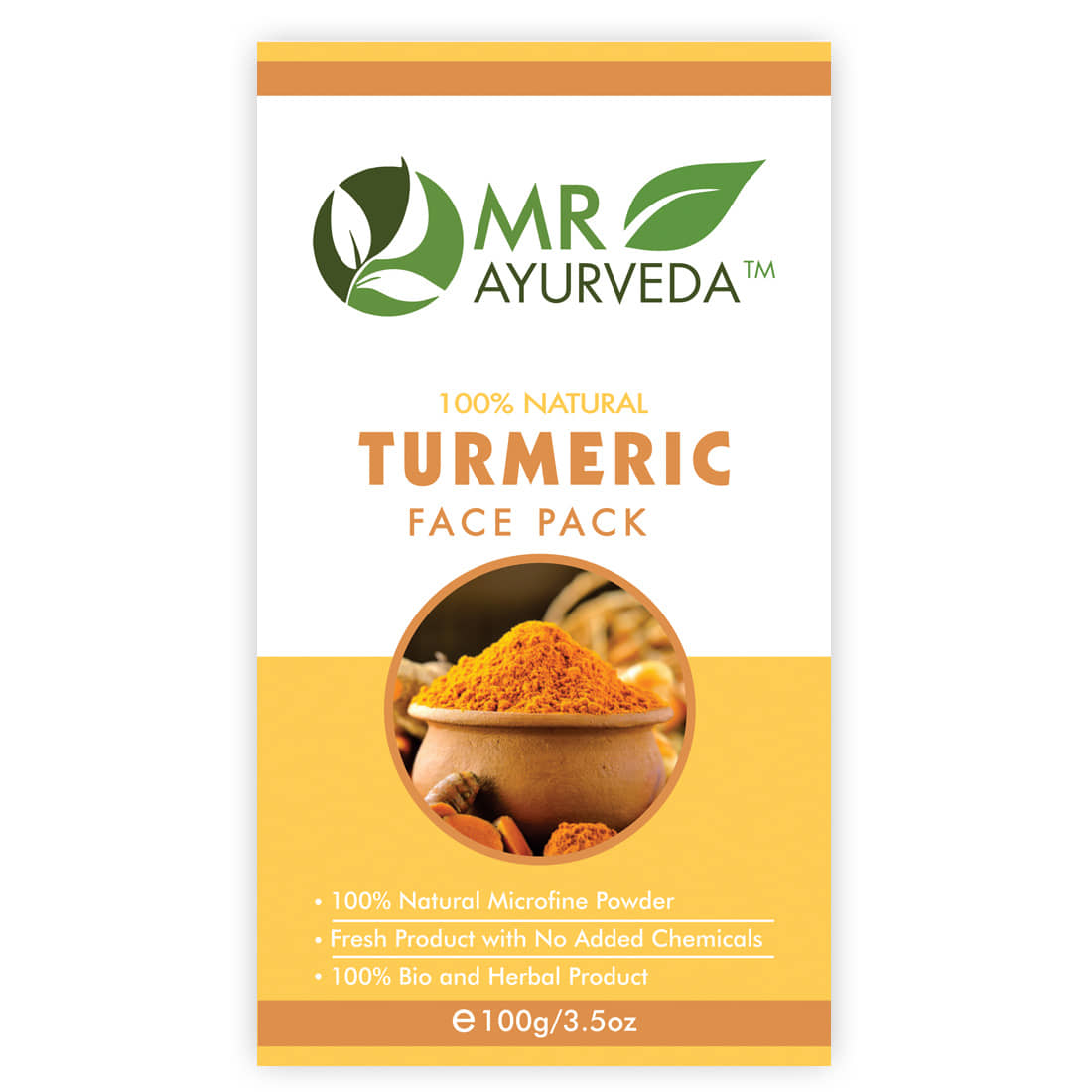 MR Ayurveda Turmeric Powder for Clear Skin Face Pack Masks 100 gm
