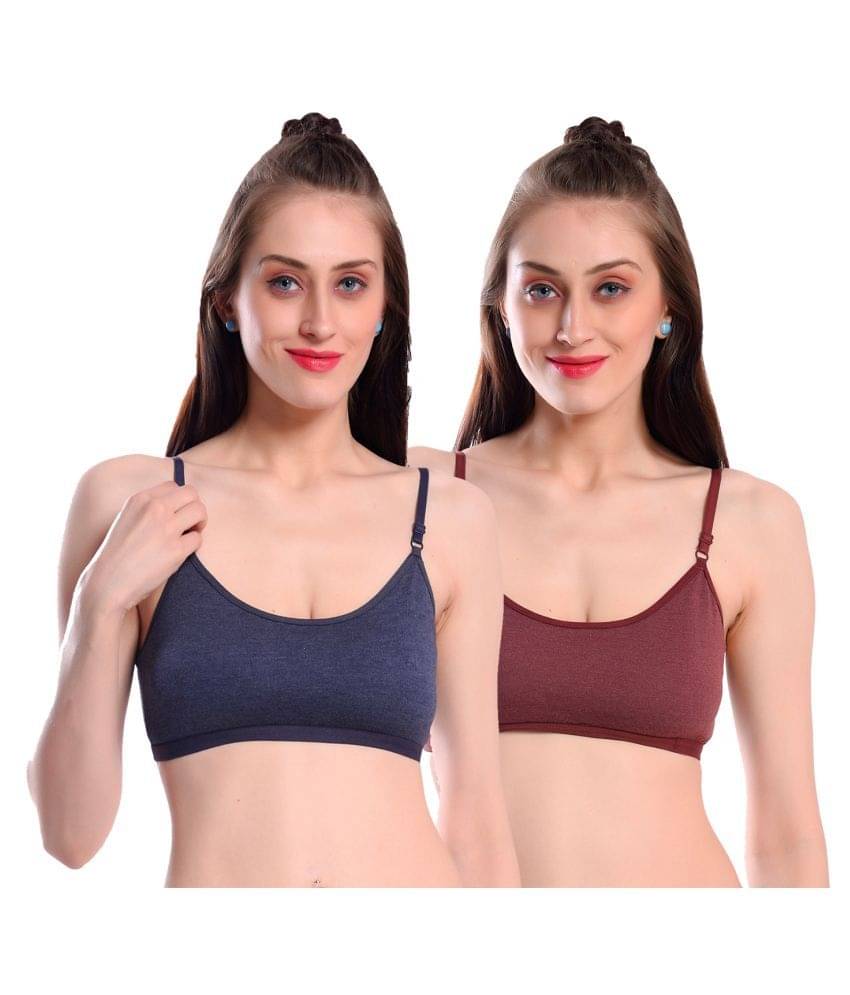     			Viral Girl Maroon Cotton Solid Sports Bra - Pack of 2