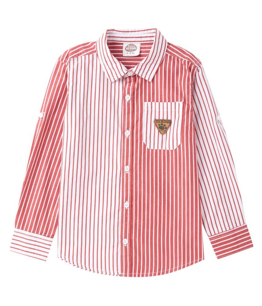 Cub Mcpaws Pack of 1 Boys 100% Cotton Full Sleeves Shirt ( Red )