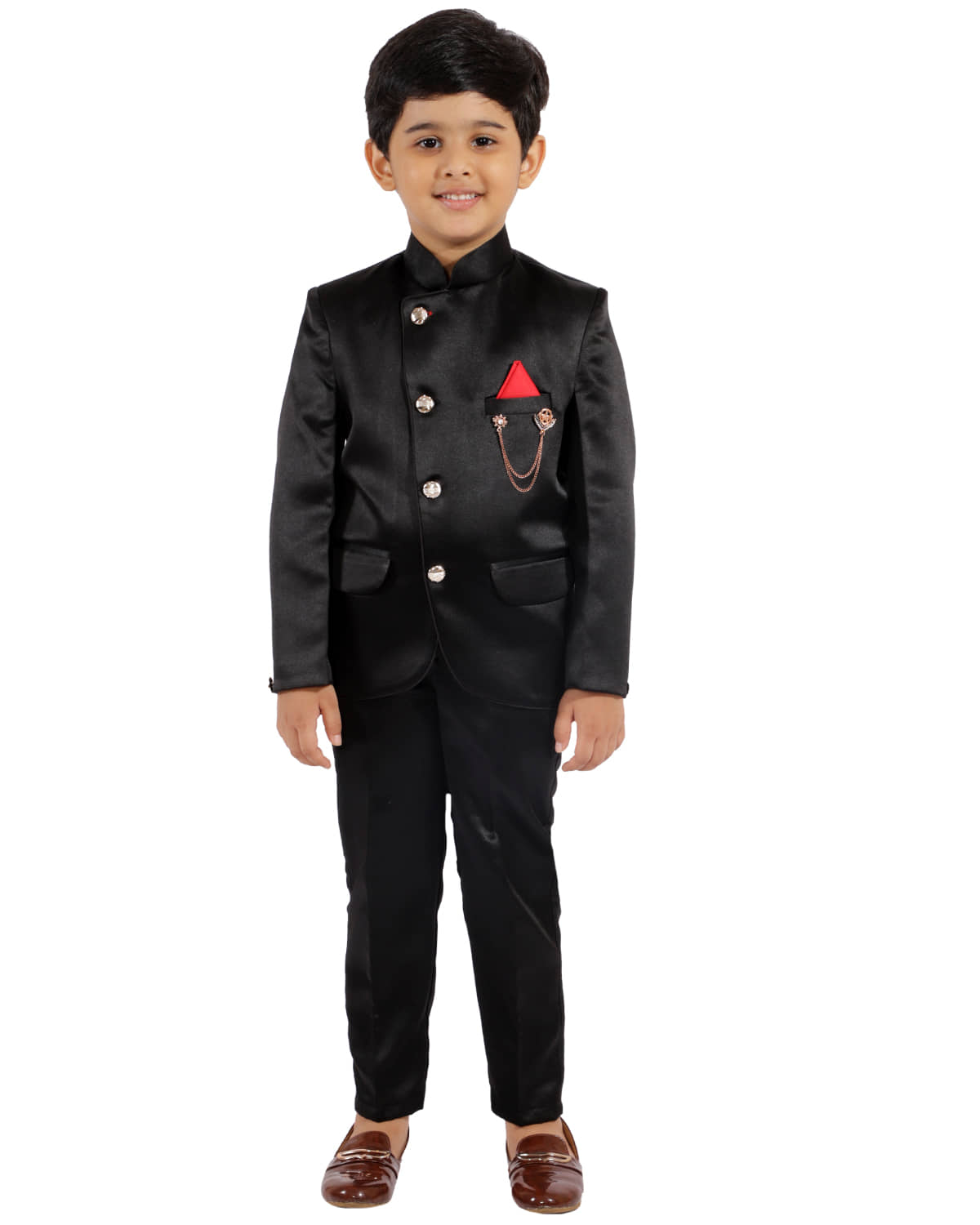 Fourfolds Boys Cotton Blend Blazer ( Pack of 1 , Maroon )