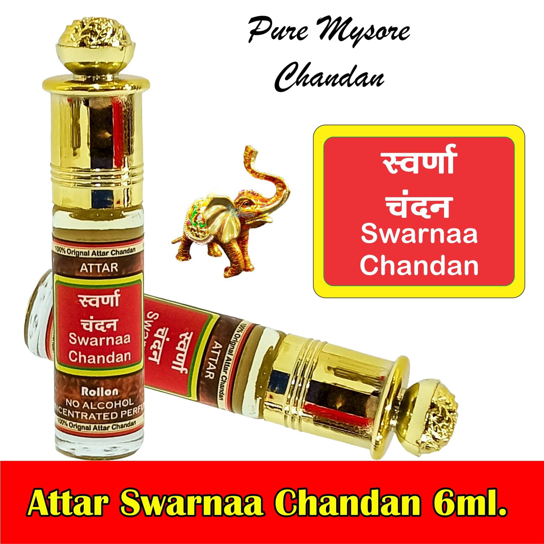 INDRA SUGANDH BHANDAR Attar Swarnaa Chandan With Golden Crystals 6ml Rollon Pack INDRA SUGANDH BHANDAR Attar Swarnaa Chandan With Golden Crystals 6ml Rollon Pack