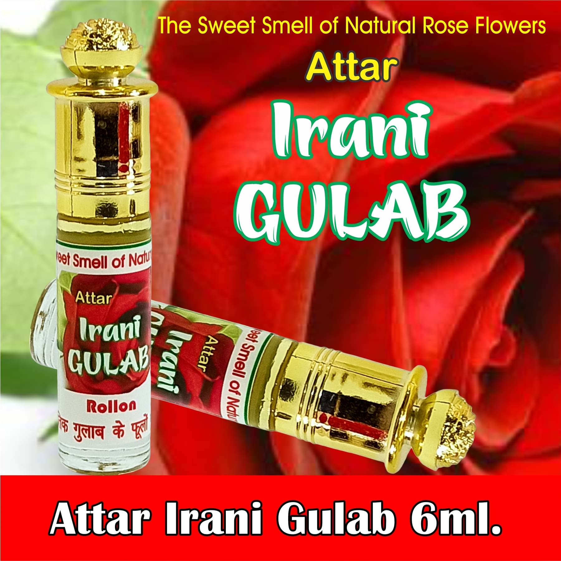 INDRA SUGANDH BHANDAR Attar Irani Gulab 6ml Rollon Pack INDRA SUGANDH BHANDAR Attar Irani Gulab 6ml Rollon Pack