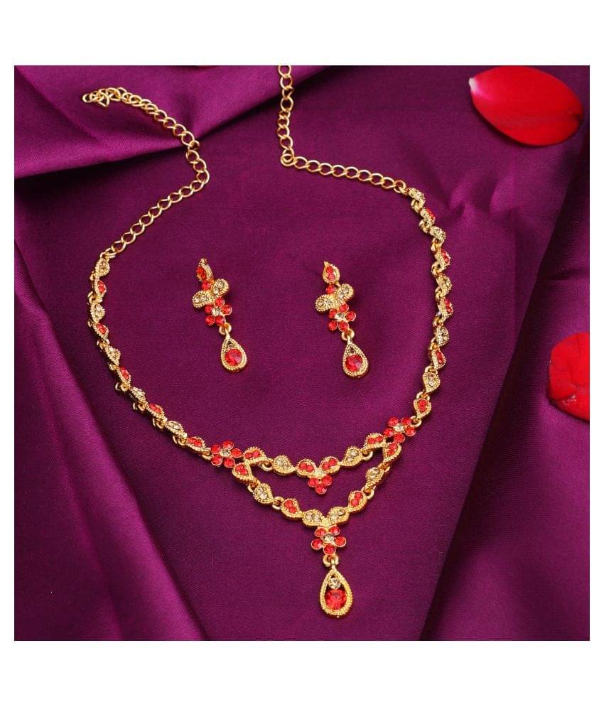     			Sukkhi Alloy Red Traditional Necklaces Set Collar