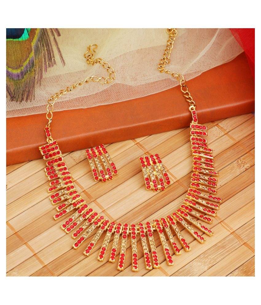     			Sukkhi Alloy Red Traditional Necklaces Set Collar