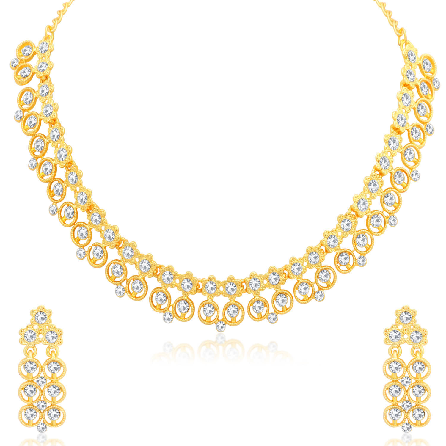     			Sukkhi Alloy White Traditional Necklaces Set Collar