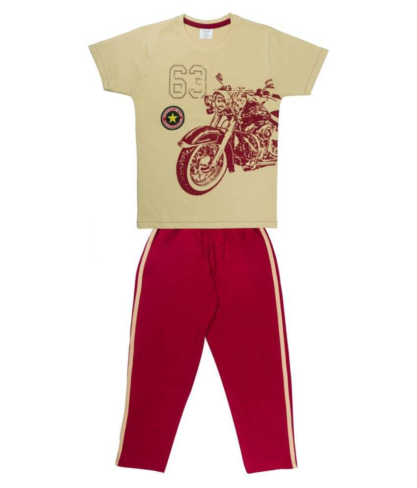     			Todd N Teen Pack of 1 Boys Cotton T-Shirt & Pants Set ( Beige )