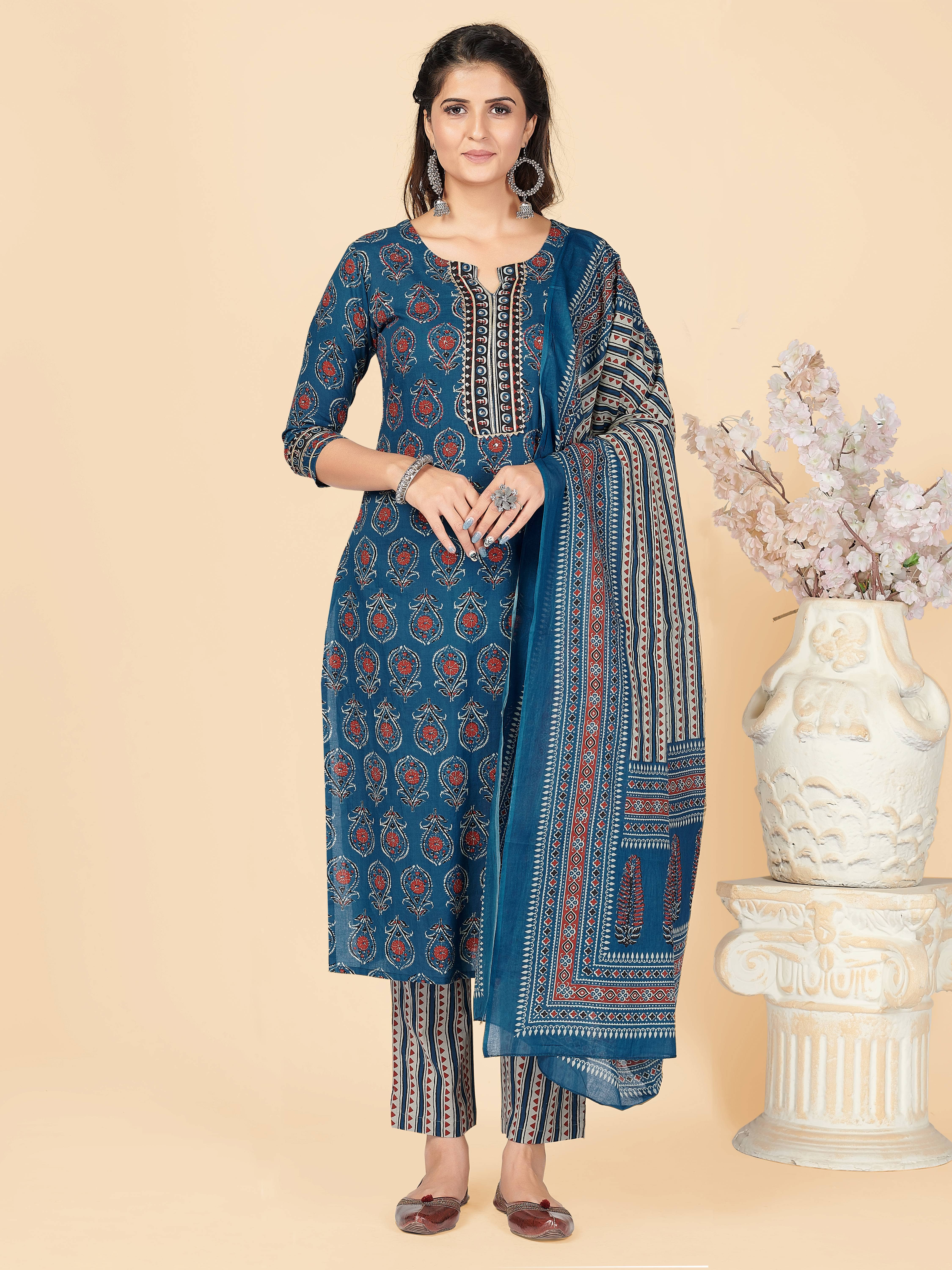 Vbuyz Cotton Kurti With Pants - Stitched Suit