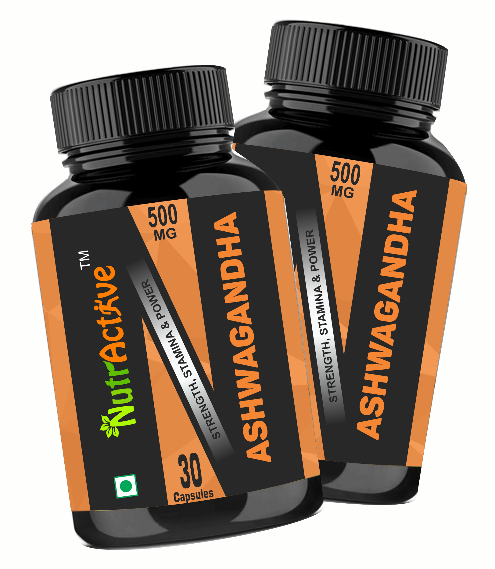 NutrActive Organic Ashwagandha 500mg Capsule 60 no.s Pack of 2