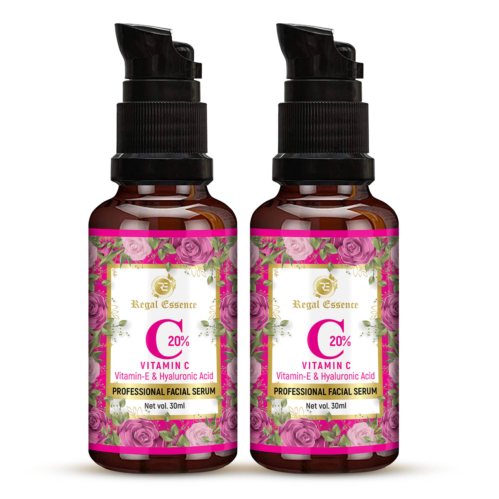    			Regal Essence Vitamin C 20% Facial Serum with Vitamin E & Hyaluronic Acid,for Men & Women - 30ml (Pack of 2)