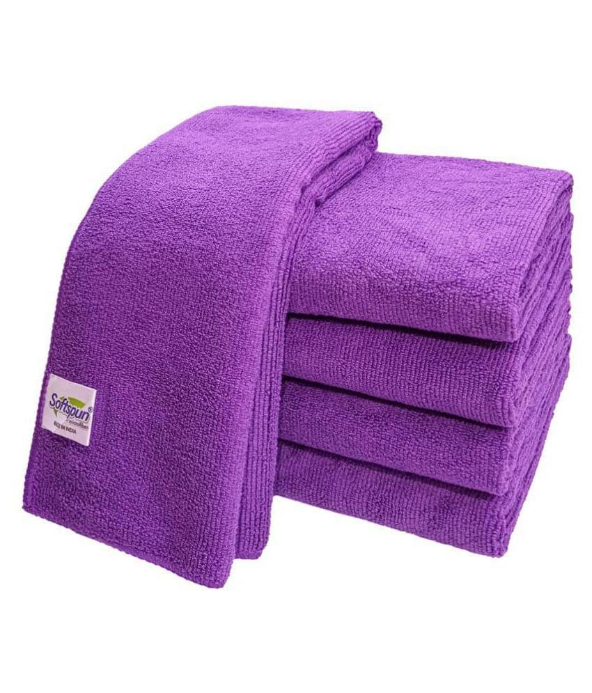 SOFTSPUN Microfiber Cloth - 5 pcs - 40x40 cms - 340 GSM Purple - Thick Lint & Streak-Free Multipurpose Cloths - Automotive Microfibre Towels for Car Bike Cleaning Polishing Washing & Detailing SOFTSPUN Microfiber Cloth - 5 pcs - 40x40 cms - 340 GSM Purple - Thick Lint & Streak-Free Multipurpose Cloths - Automotive Microfibre Towels for Car Bike Cleaning Polishing Washing & Detailing