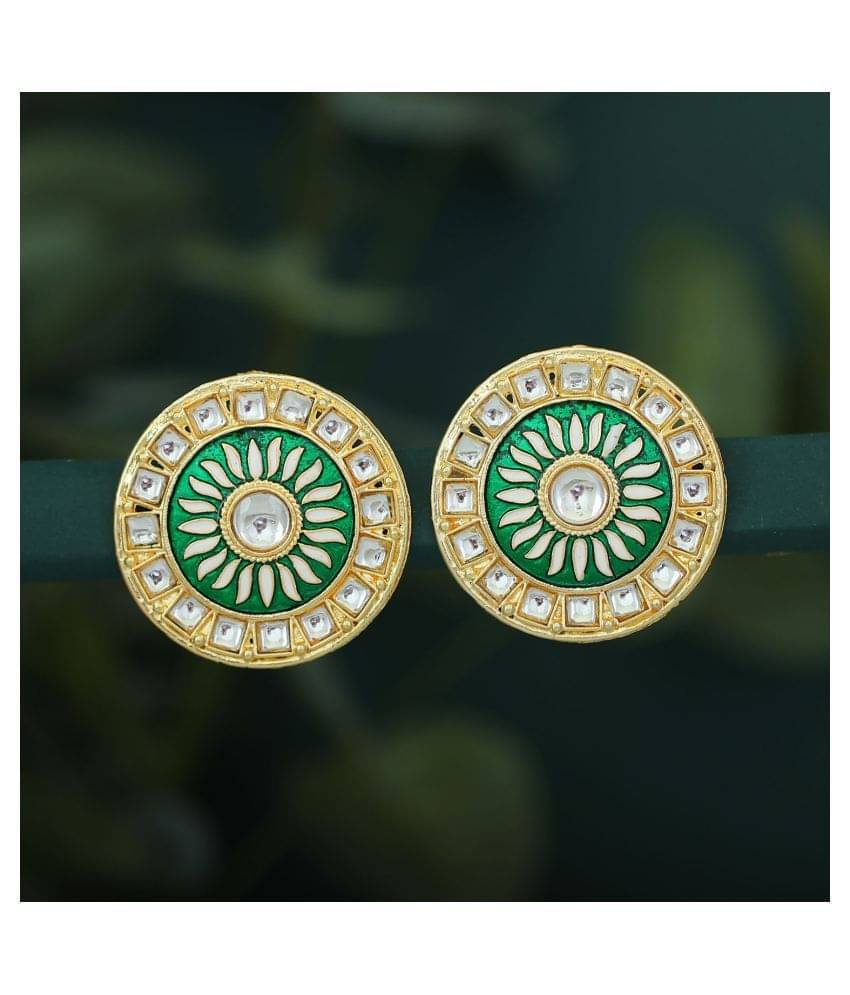    			Sukkhi Classic Gold Plated Kundan Meenakari Stud Earring For Women