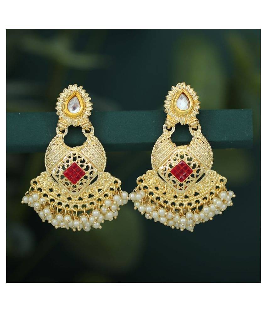     			Sukkhi Classy Kundan Gold Plated Pearl Chandbali Earring For Women