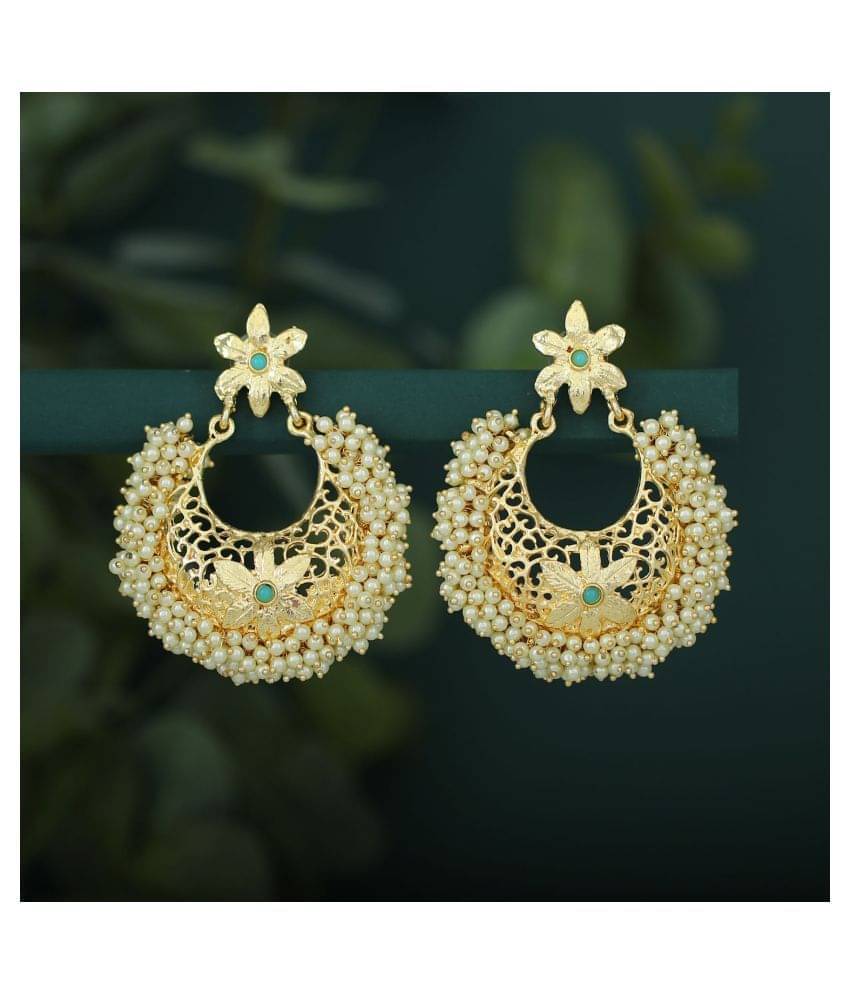     			Sukkhi Floral Gold Plated Pearl Chandbali Earring For Women
