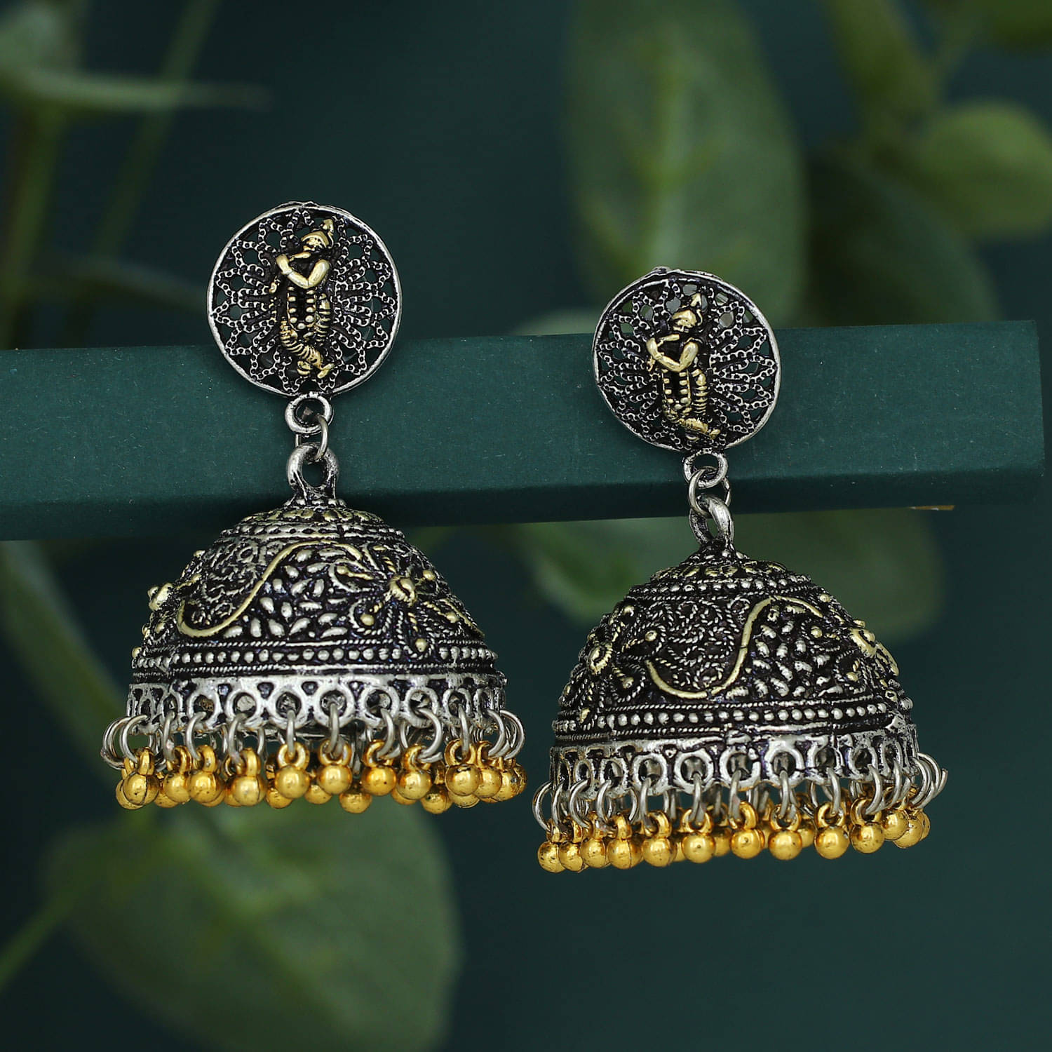     			Sukkhi Marvellous Oxidised God Krishna Jhumki Earring for Women