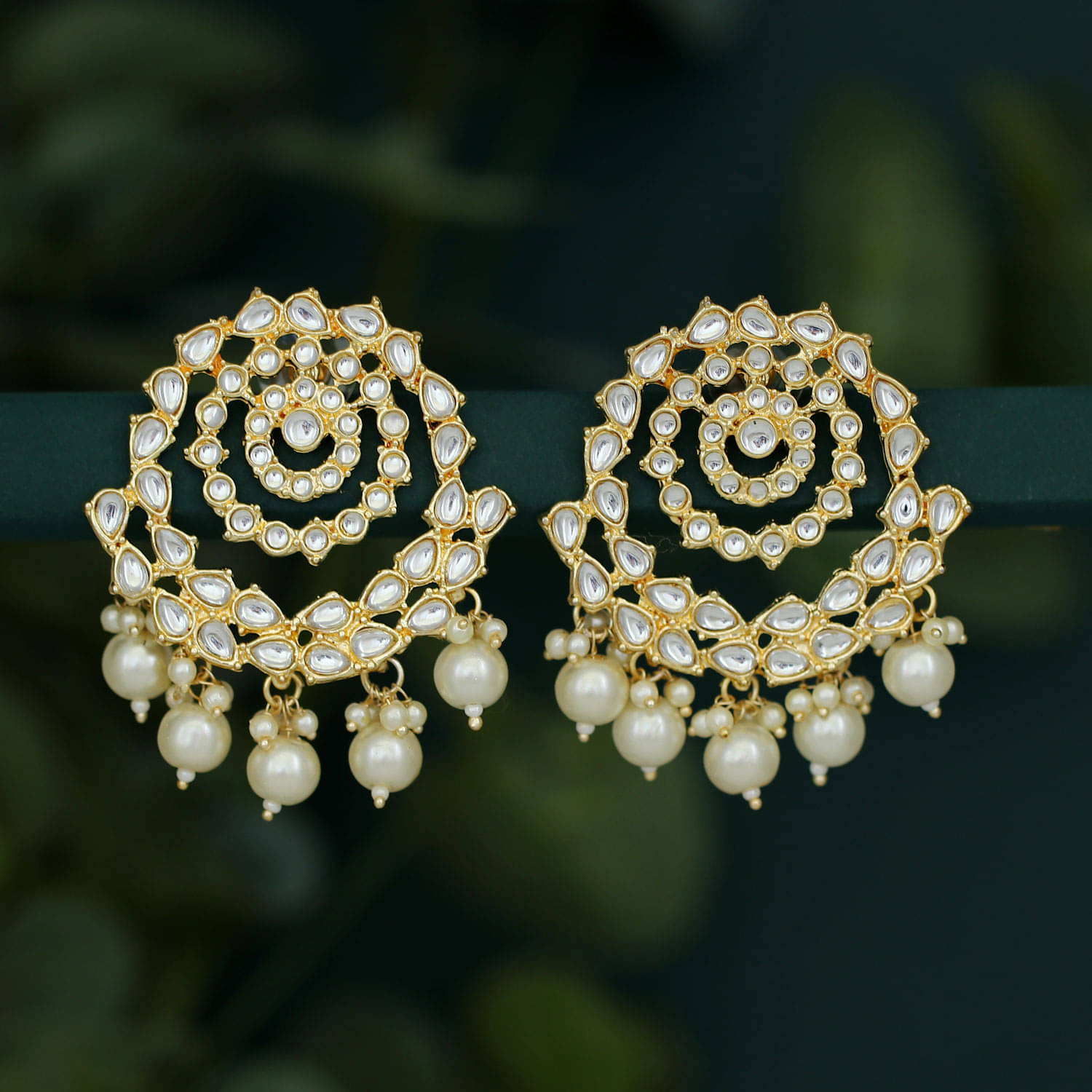     			Sukkhi Splendid Pearl Gold Plated Kundan Dangle Earring For Women