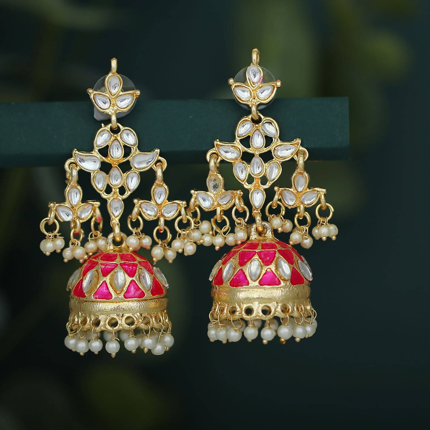     			Sukkhi Trendy Pearl Gold Plated Meenakari Kundan Jhumki Earring For Women
