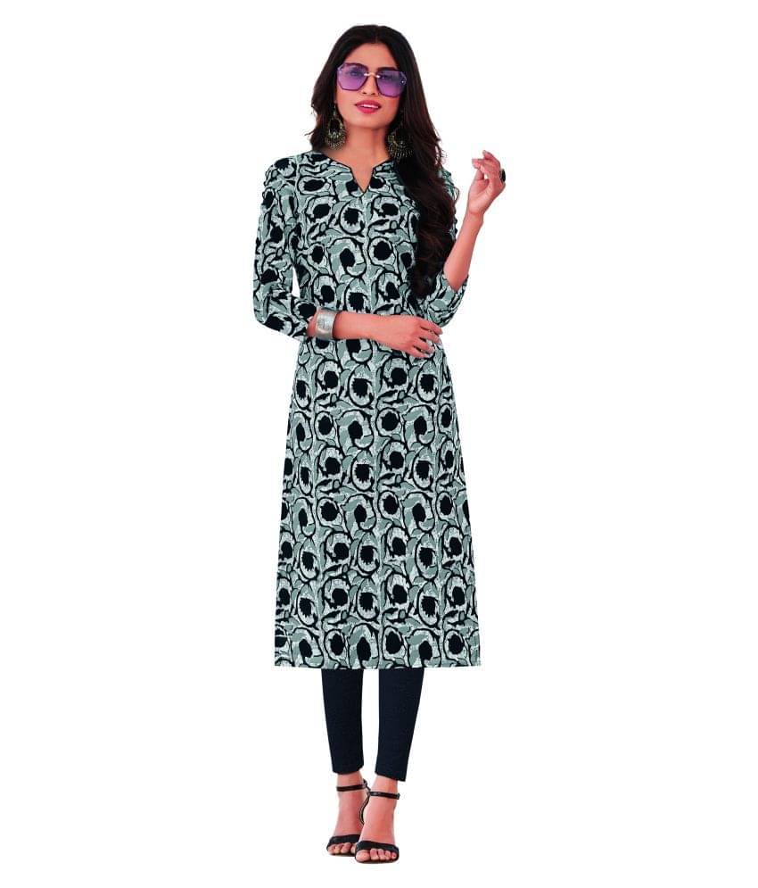 shree jeenmata collection - Black Cotton Women's Straight Kurti     			shree jeenmata collection - Black Cotton Women's Straight Kurti