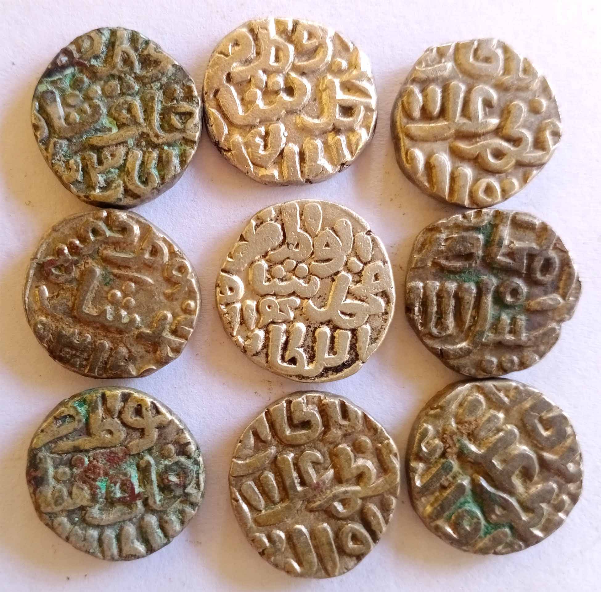     			9 PIECES LOT - DELHI SULTAN -6 Gani - Ala al-Din Muhammad Shah (1296-1316) Billon • 3.6 g • ⌀ 16 mm Mitch WI# 2570, Val CCI# 204 INDIA