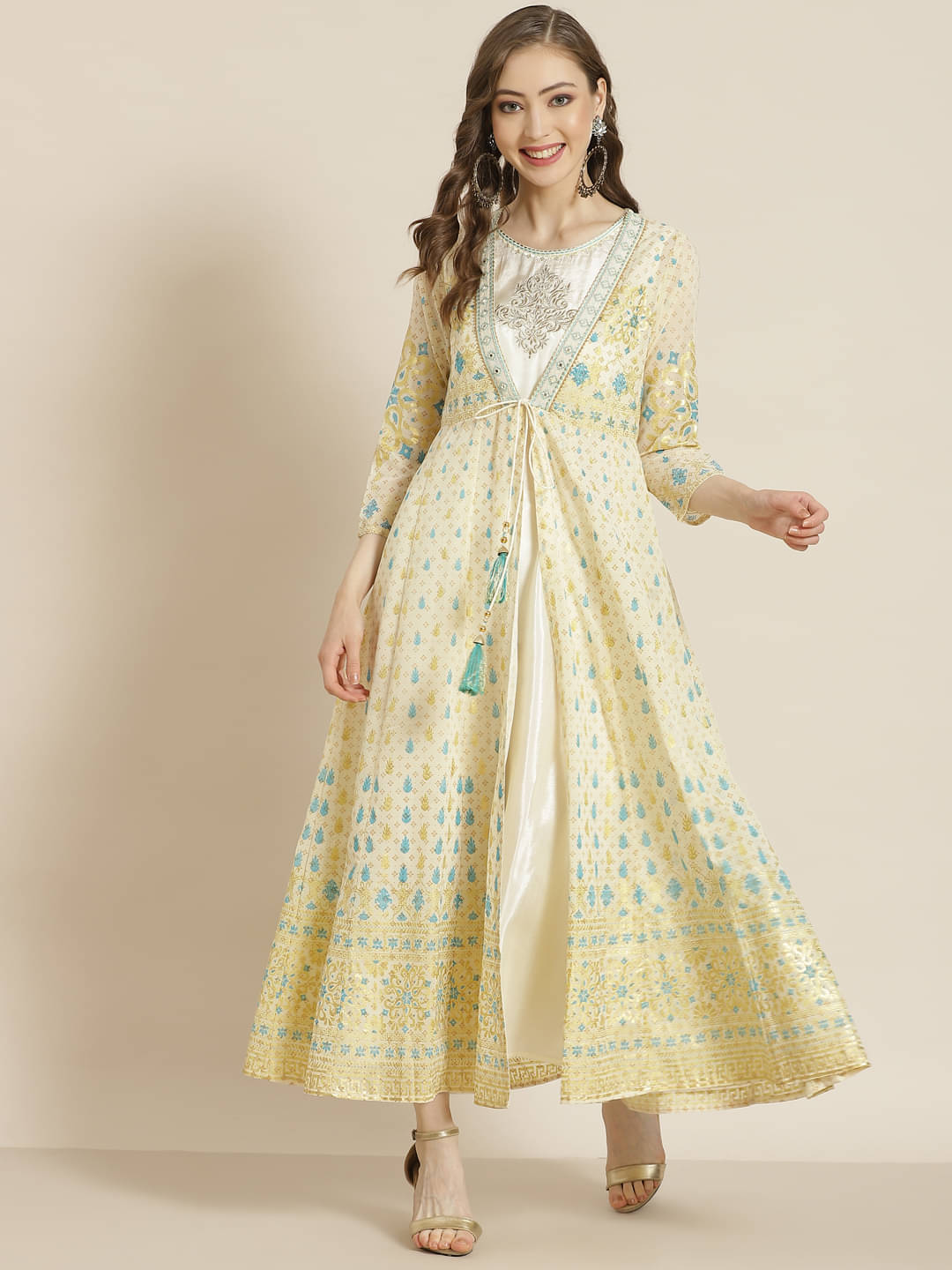 Juniper Women Georgette Fit & Flare Dress ( Off White ) Juniper Women Georgette Fit & Flare Dress ( Off White )
