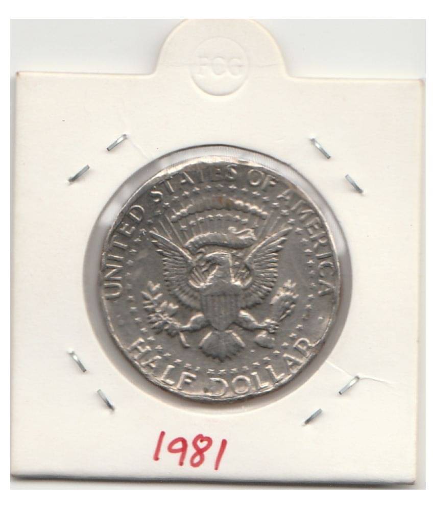     			NUMISMATICALLY  RARE AND COLLECTIBLE  HALF DOLLAR BIG SIZE,UNITED STATE OF AMERICA -J.F.KENNEDY ,LIBERTY IN GOD WE  TRUST  YEAR-1981 HIGHLY COLLECTIBLE    DOLLAR IN  FINE CONDITION HEAVY USED C01N ,