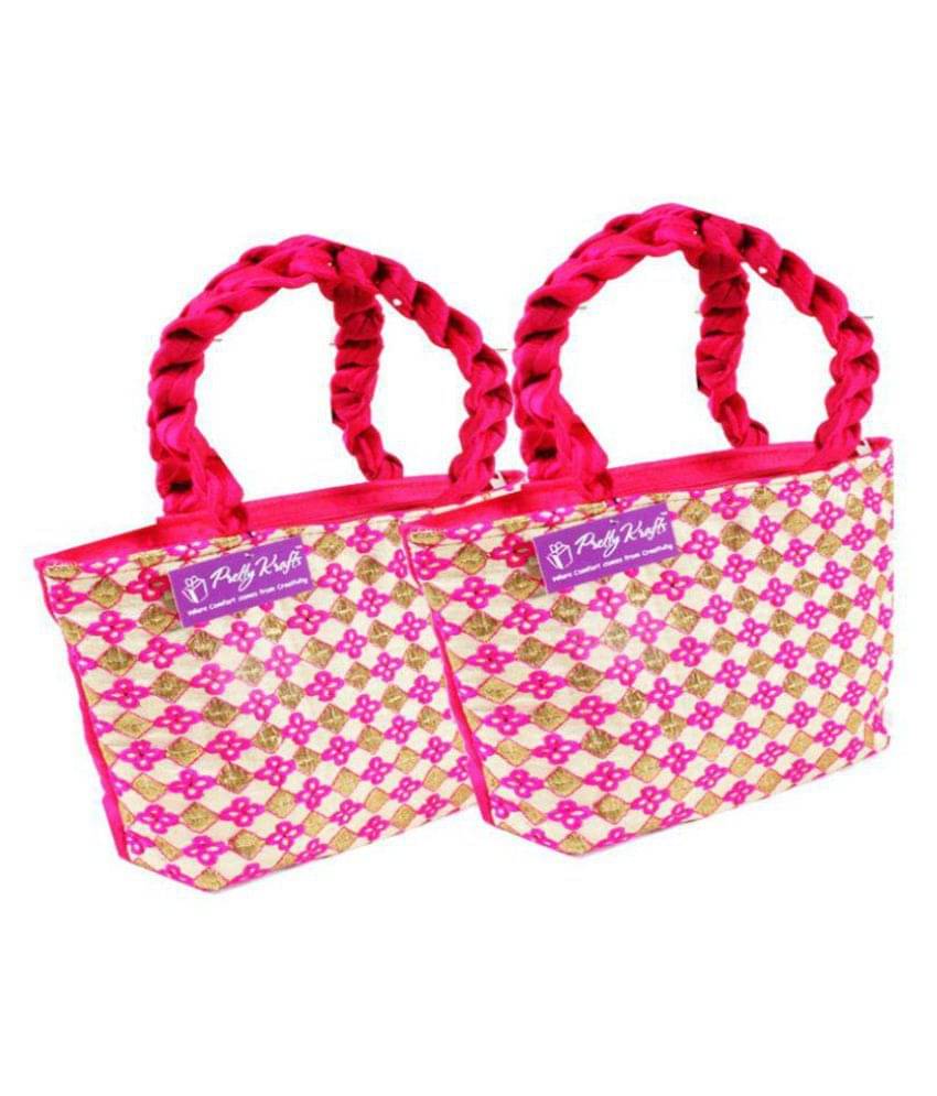     			PrettyKrafts Pink Jute Handheld