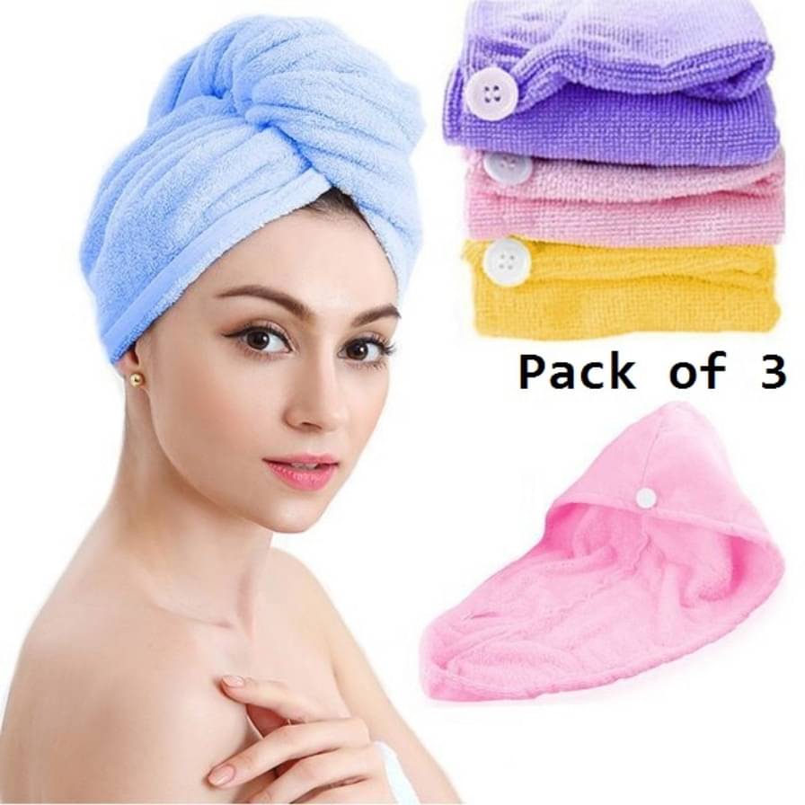     			Sakshi Enterprise  HAIR WRAP TOWEL Microfiber hair wrap towel-Set of 3