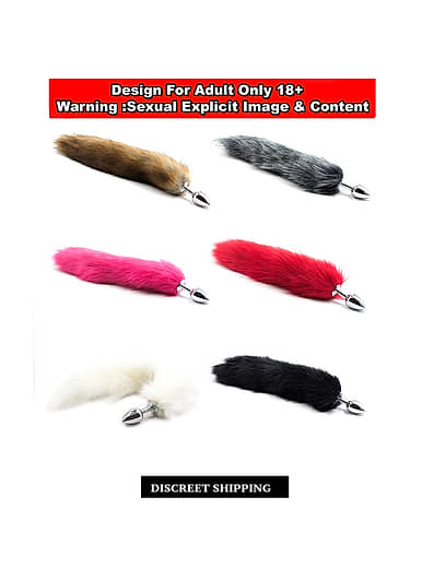 anal plug light up Fluffy Butt Plug - Fox tail Butt plug - Transparent glass butt plug main image 1