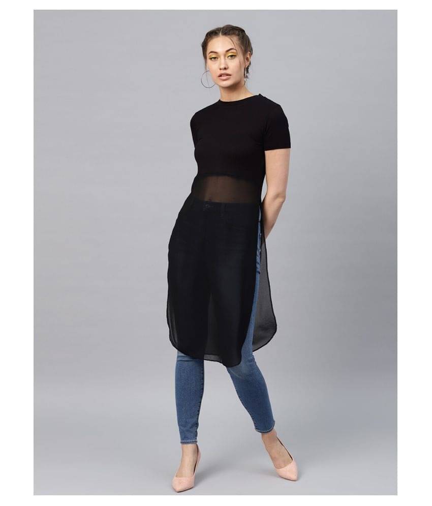     			Aahwan Women's Polyester Tunic ( Black )