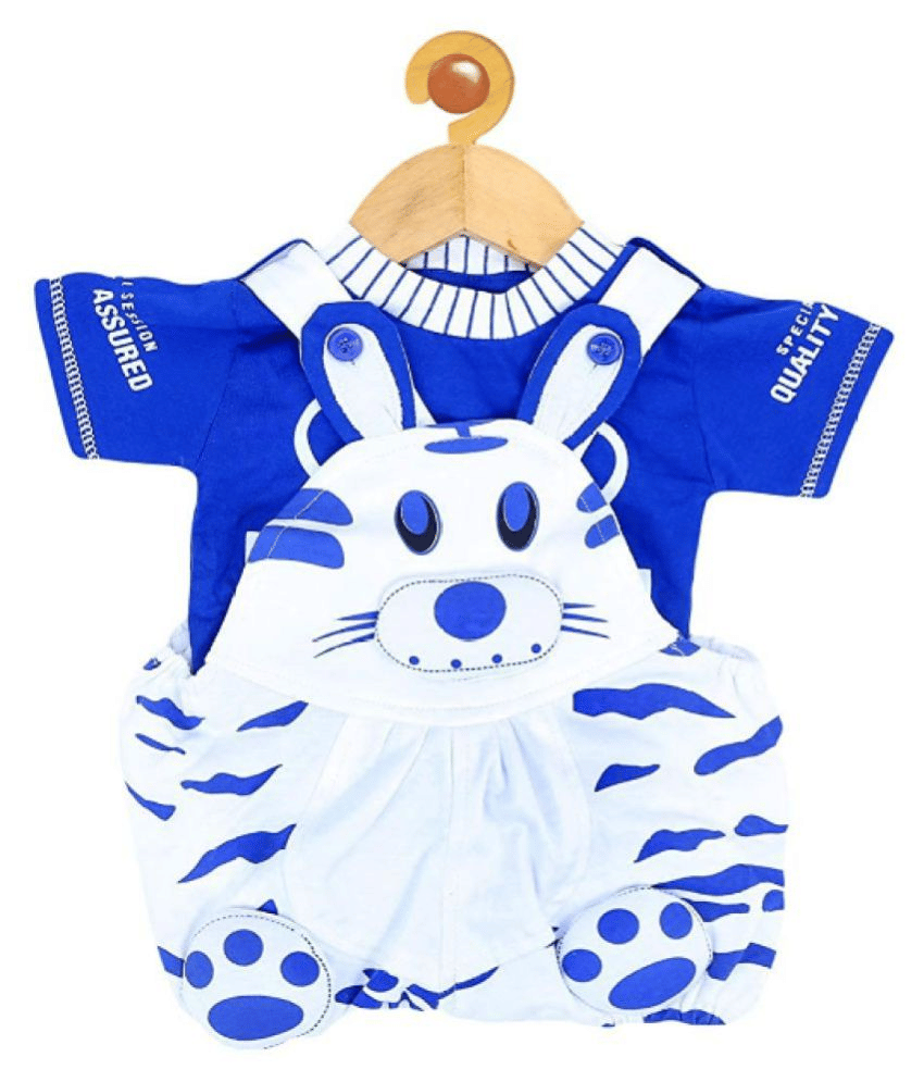     			Aurapuro Baby Boys & Baby Girls Printed Cotton Blend Dungaree Set