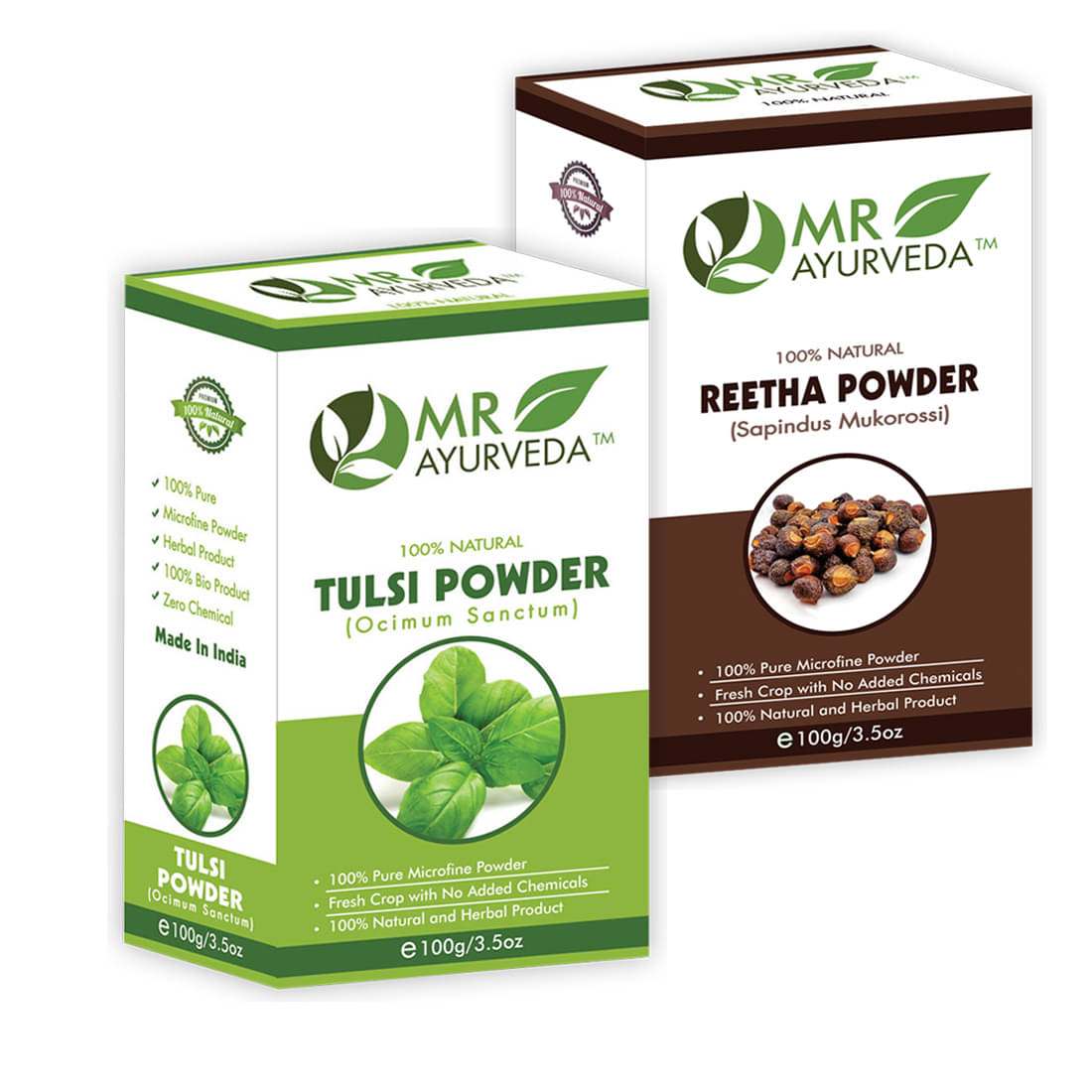     			MR Ayurveda 100% Natural Tulsi Powder & Reetha Powder Hair Scalp Treatment 200 g Pack of 2