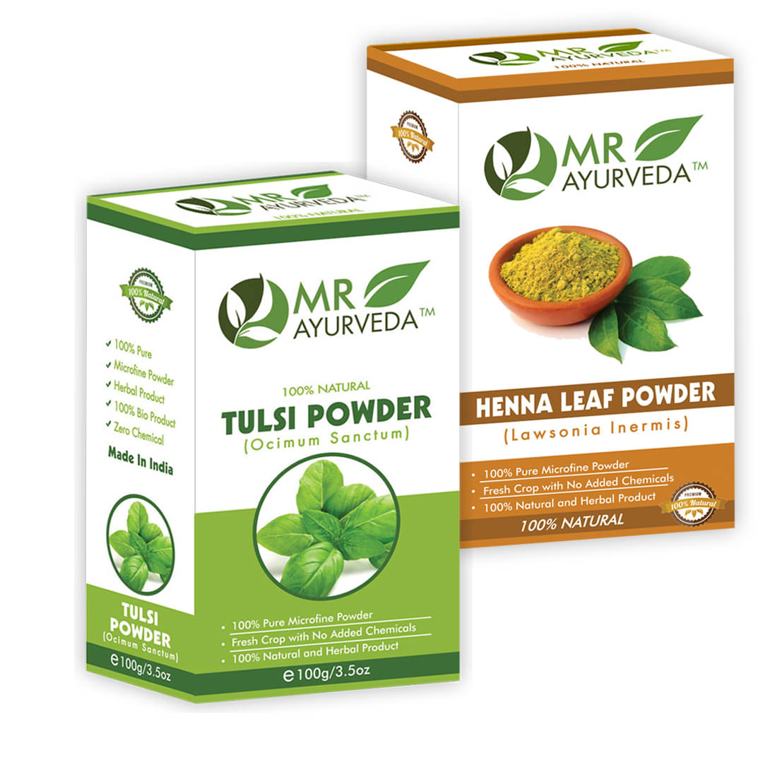    			MR Ayurveda 100% Natural Tulsi Powder & Henna Powder Hair Scalp Treatment 200 g Pack of 2