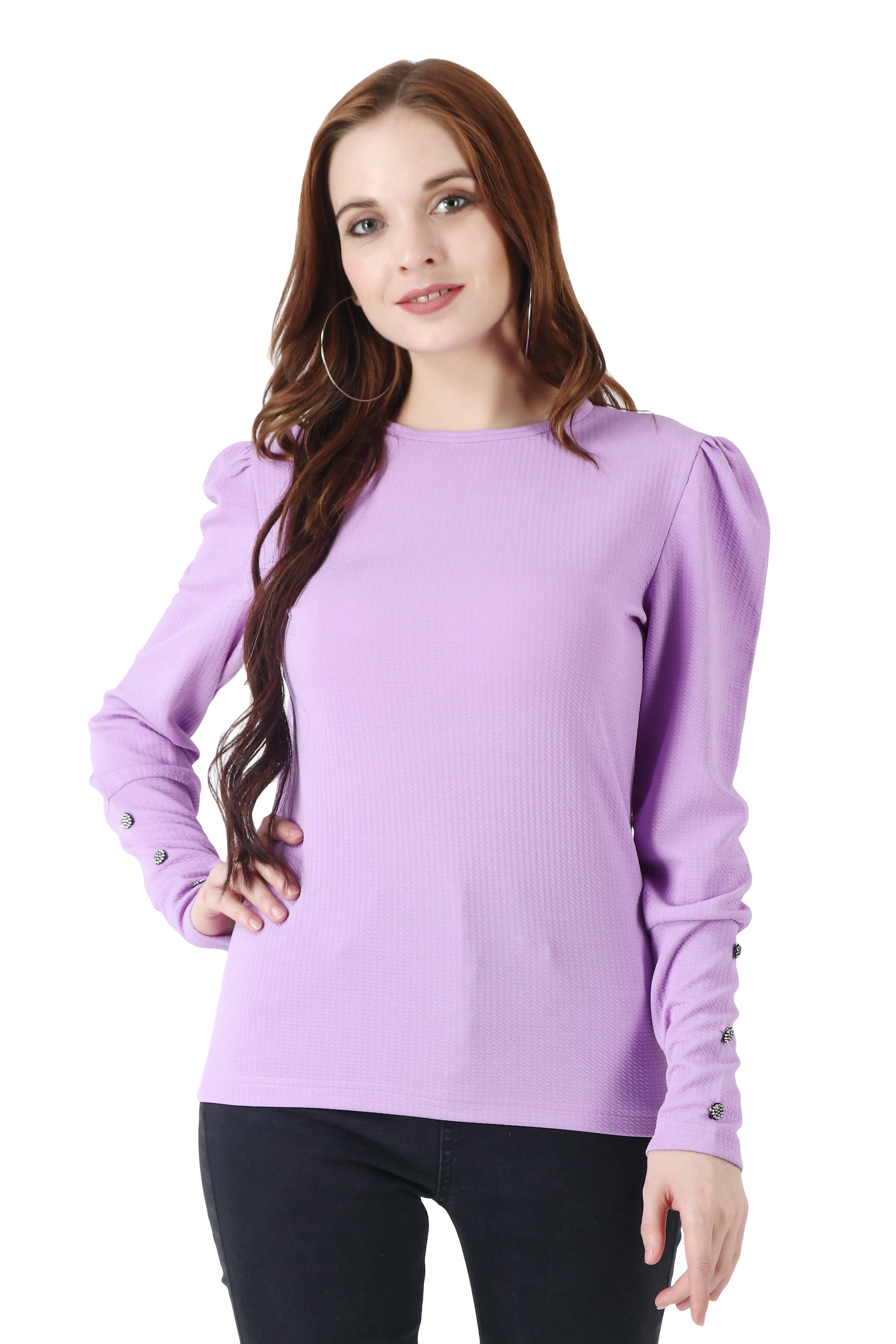     			POPWINGS Women's Polyester Regular Top ( Purple )