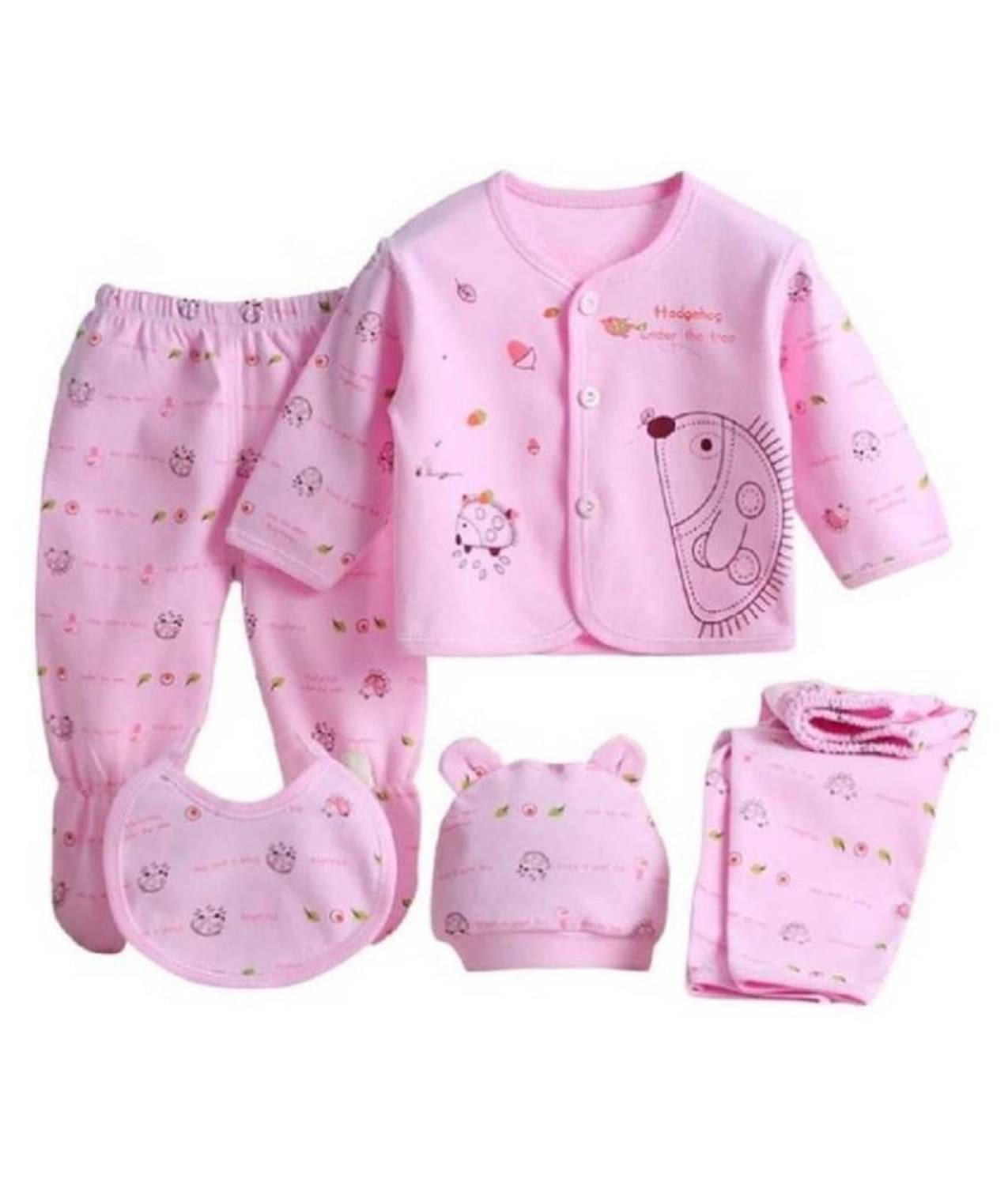     			aurapuro Pack of 5 Baby Girls 100% Cotton Pyjama ( Pink )
