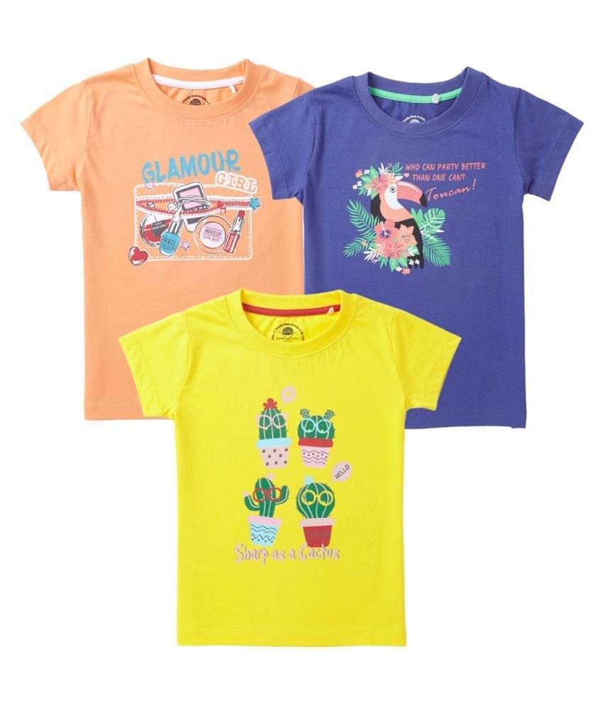     			Cub Mcpaws Pack of 3 Girls Cotton T-Shirts ( Multi )