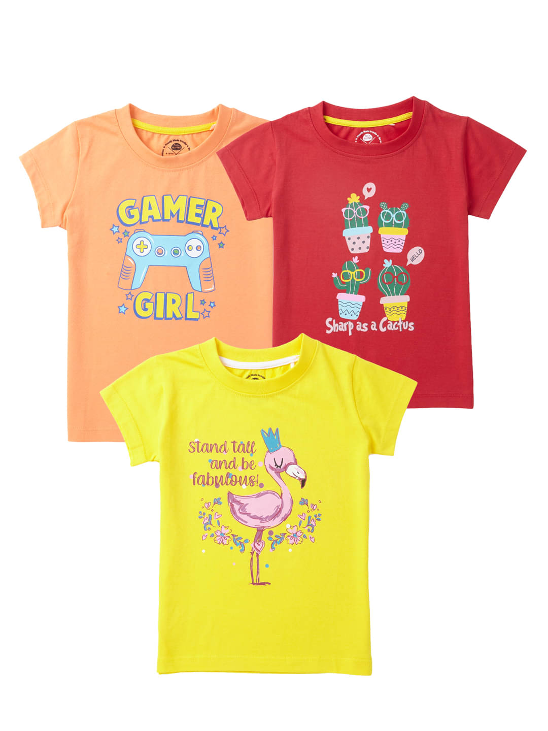     			Cub Mcpaws Pack of 3 Girls Cotton T-Shirts ( Multicolor )