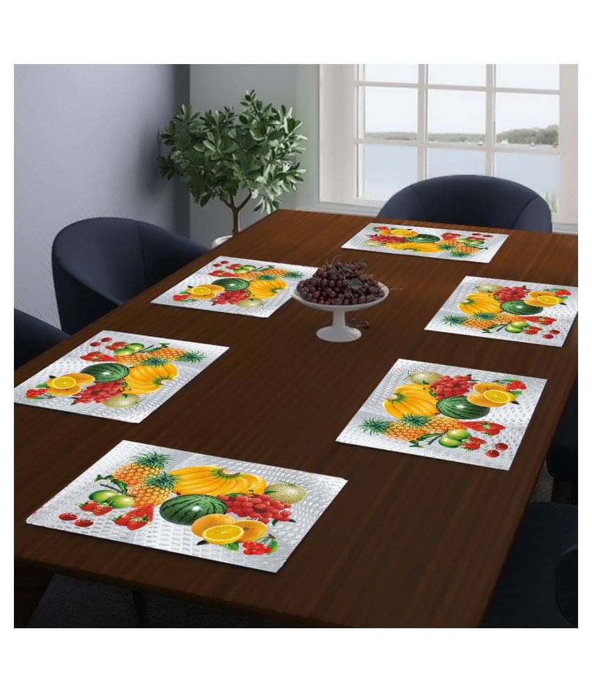 - Multi Printed PVC 6 Seater Table Mats ( Pack of 6 ) - Multi Printed PVC 6 Seater Table Mats ( Pack of 6 )