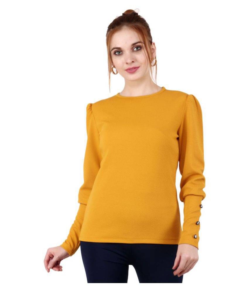 POPWINGS Women's Polyester Regular Top ( Yellow ) POPWINGS Women's Polyester Regular Top ( Yellow )