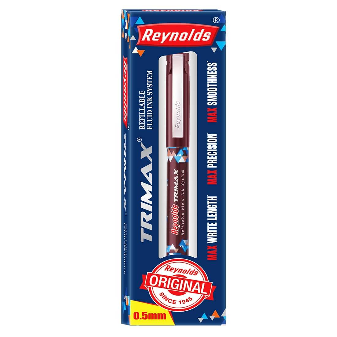     			REYNOLDS TRIMAX REFILLABLE FLUID INK SYSTEM-RED PACK OF  10 PEN