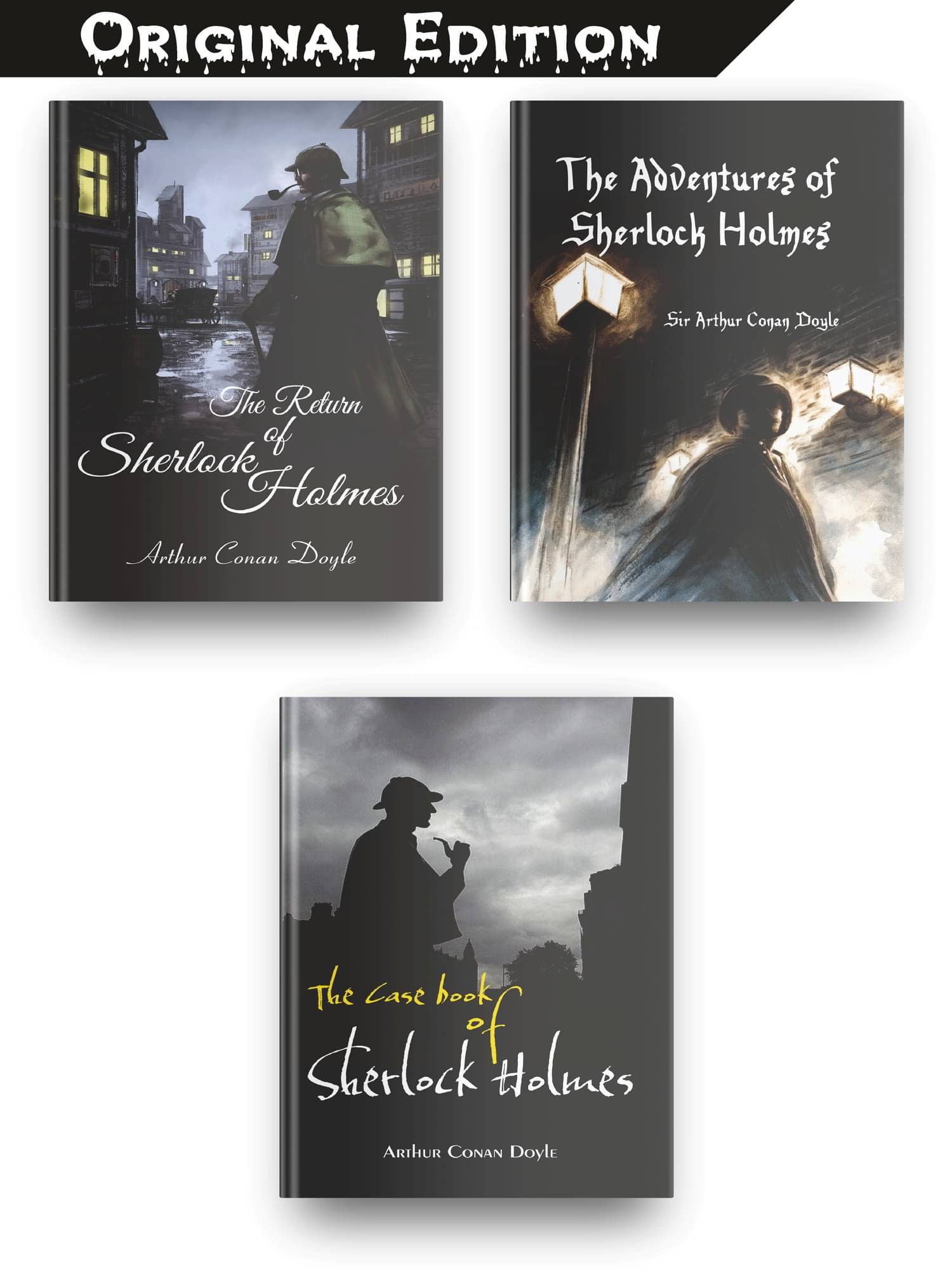 Sherlock Holmes Books Set Of 3 By Sir Arthur Conan Doyle, Original Edition, The Adventures Of Sherlock Holmes Book, The Case Book Of Sherlock Holmes, The Return Of Sherlock Holmes Sherlock Holmes Books Set Of 3 By Sir Arthur Conan Doyle, Original Edition, The Adventures Of Sherlock Holmes Book, The Case Book Of Sherlock Holmes, The Return Of Sherlock Holmes