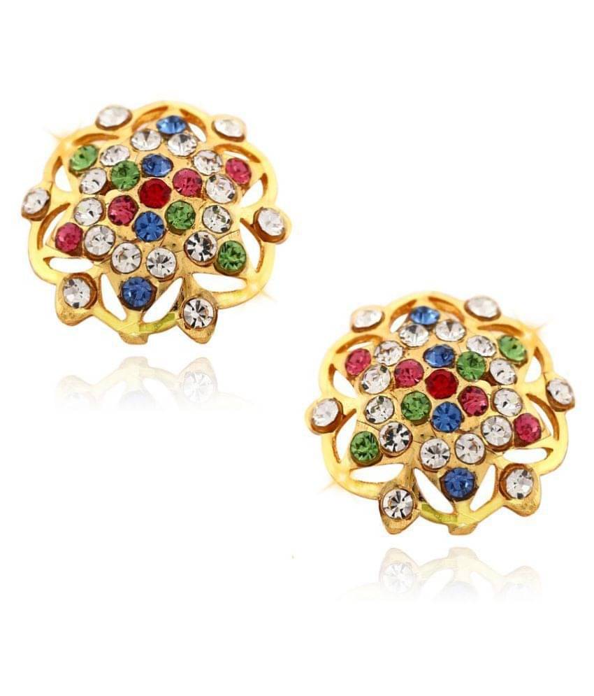 Vighnaharta South Culture American Diamond studded South Screw Back Alloy Gold and Micron Plated Stud Earring- VFJ1132ERG Vighnaharta South Culture American Diamond studded South Screw Back Alloy Gold and Micron Plated Stud Earring- VFJ1132ERG