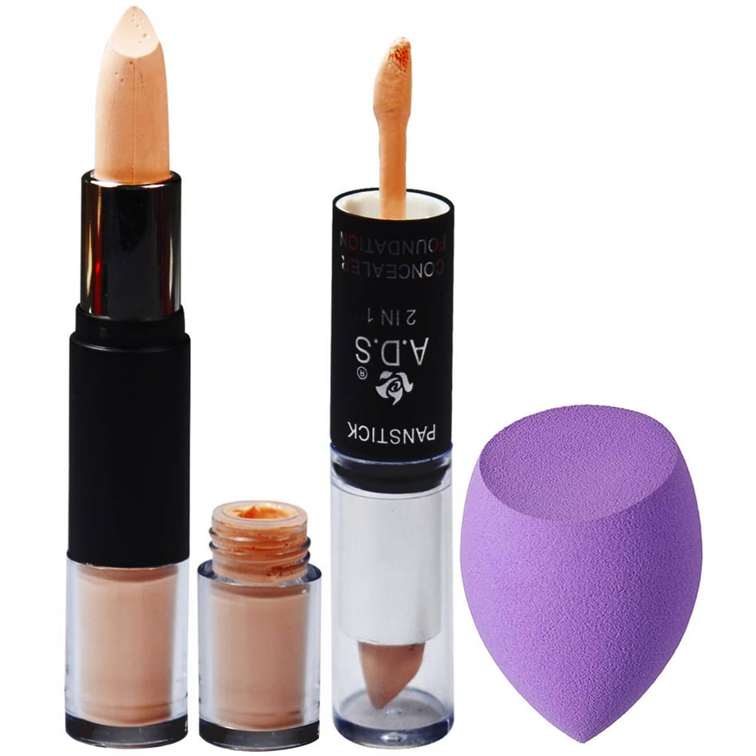 Adbeni Makeup Sponge Puff With 2 in 1 Foundation & Concealer, Pack of 2, (BLNDR1001-A1687) Adbeni Makeup Sponge Puff With 2 in 1 Foundation & Concealer, Pack of 2, (BLNDR1001-A1687)
