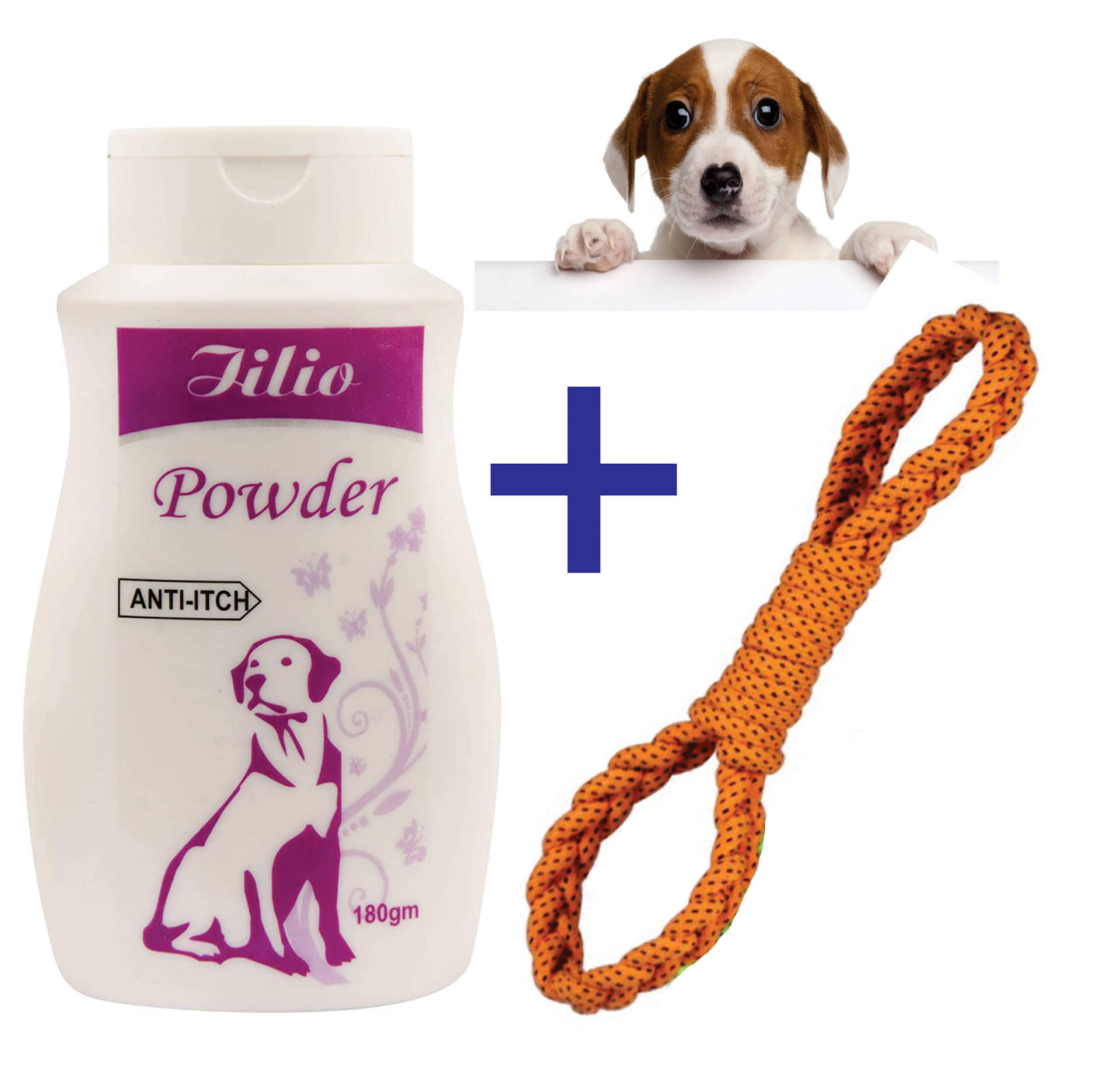     			Anti-Itch Dog Powder (200gms)  With Rope Two Tie Toys