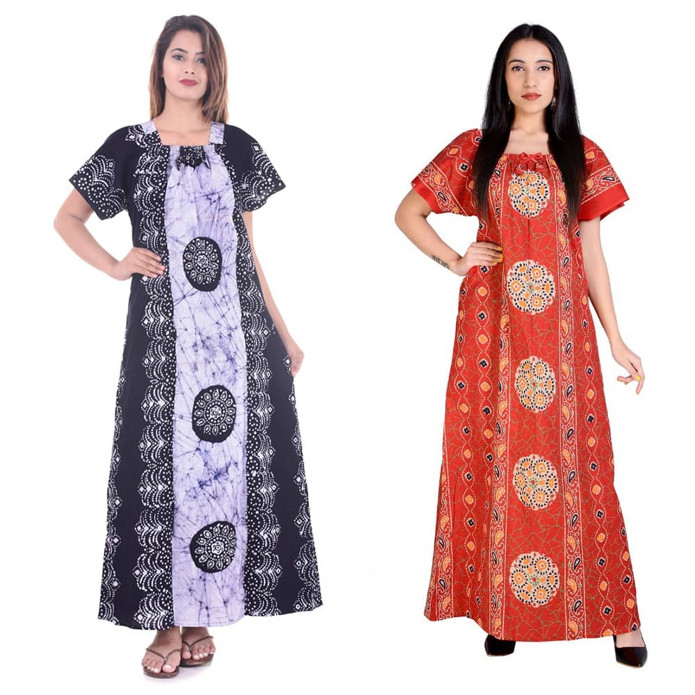 Apratim Cotton Nighty & Night Gowns - Multi Color Pack of 2 - Nightwear & Loungewear | Buy online on ZillyBuy