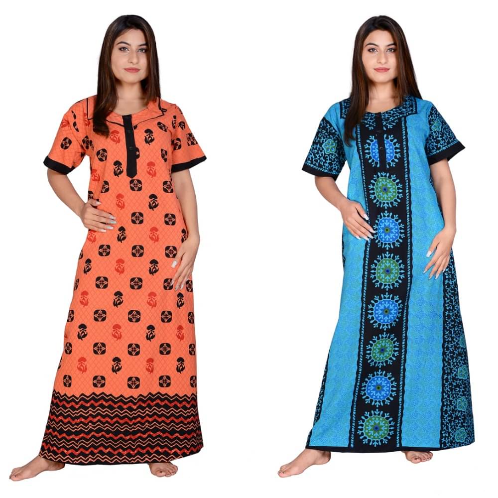     			Apratim Cotton Nighty & Night Gowns - Multi Color Pack of 2