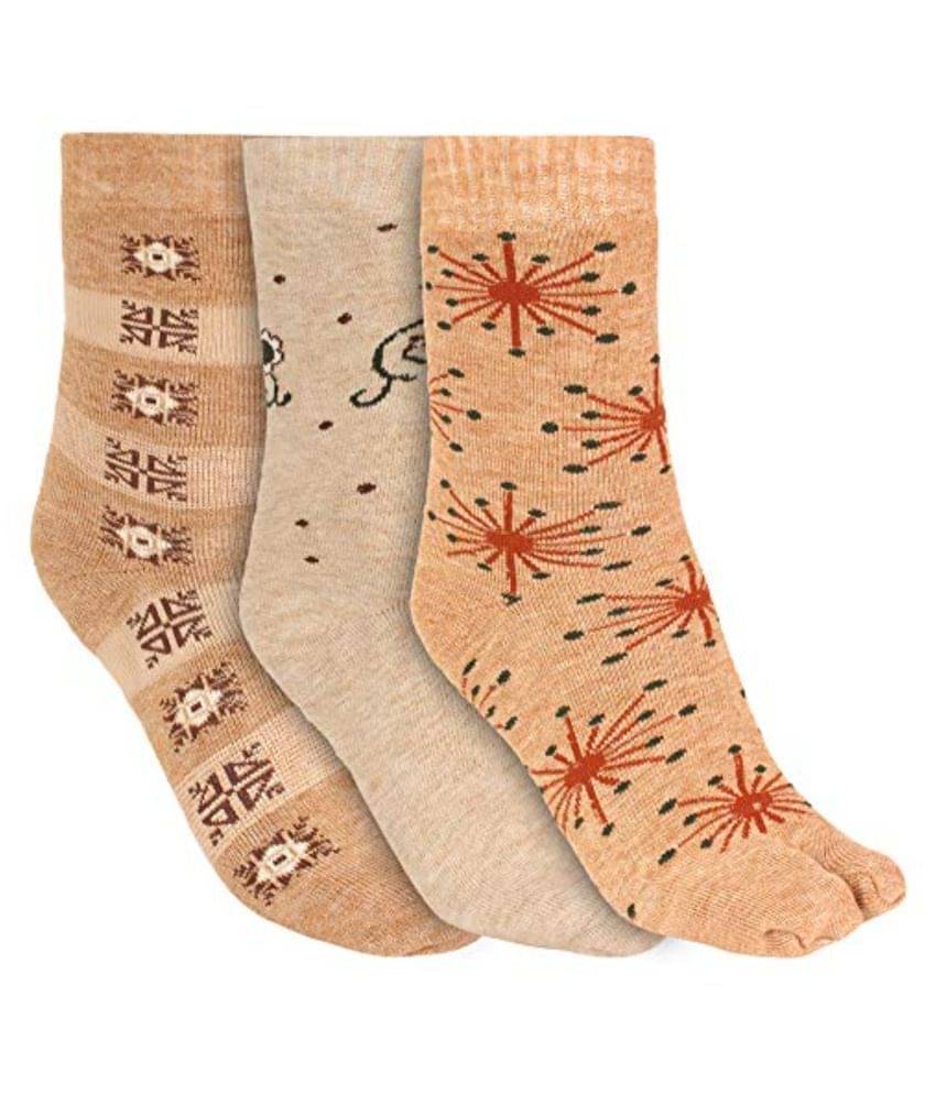 Creature - Beige Woollen Women's Thumb Socks ( Pack of 3 ) Creature - Beige Woollen Women's Thumb Socks ( Pack of 3 )